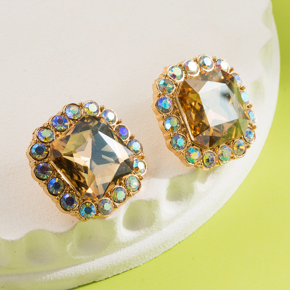Wholesale Women's square diamond crystal earrings